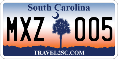 SC license plate MXZ005