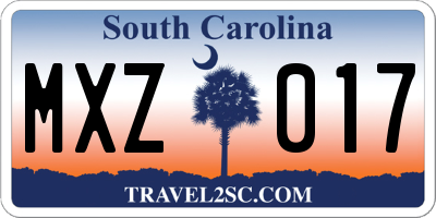 SC license plate MXZ017