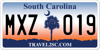 SC license plate MXZ019