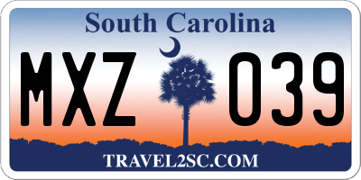 SC license plate MXZ039