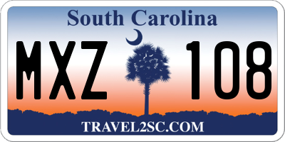 SC license plate MXZ108