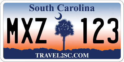 SC license plate MXZ123