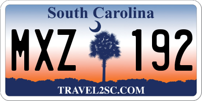 SC license plate MXZ192