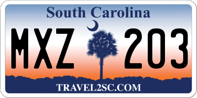 SC license plate MXZ203