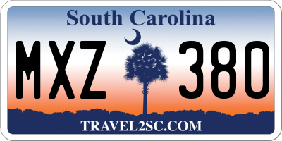 SC license plate MXZ380