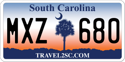 SC license plate MXZ680