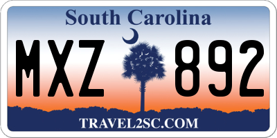 SC license plate MXZ892