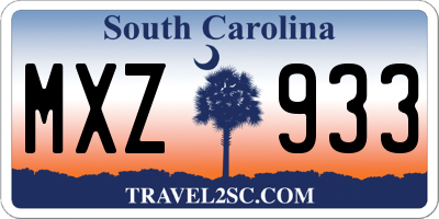 SC license plate MXZ933