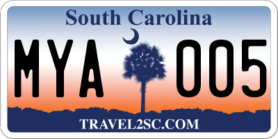 SC license plate MYA005