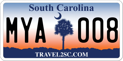SC license plate MYA008