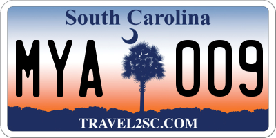 SC license plate MYA009