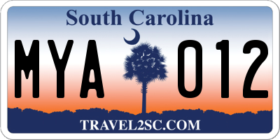 SC license plate MYA012