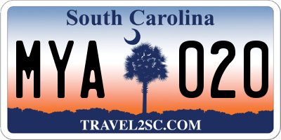 SC license plate MYA020