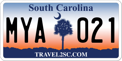 SC license plate MYA021