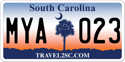 SC license plate MYA023