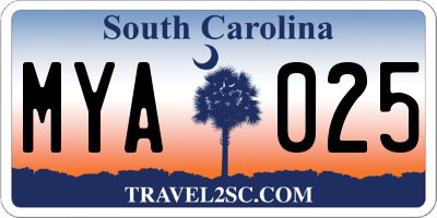 SC license plate MYA025