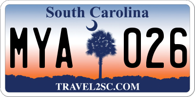SC license plate MYA026