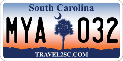 SC license plate MYA032