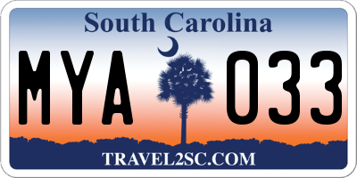 SC license plate MYA033