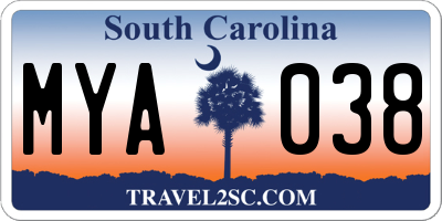 SC license plate MYA038