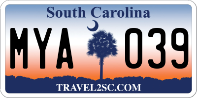 SC license plate MYA039