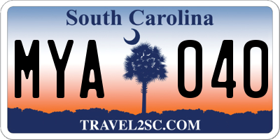 SC license plate MYA040