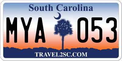 SC license plate MYA053