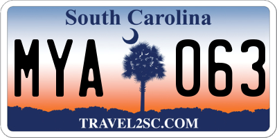 SC license plate MYA063