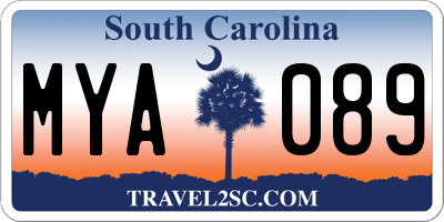 SC license plate MYA089