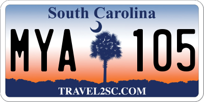 SC license plate MYA105