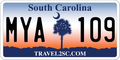 SC license plate MYA109