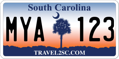 SC license plate MYA123