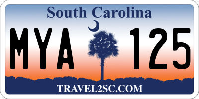 SC license plate MYA125