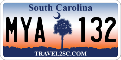 SC license plate MYA132