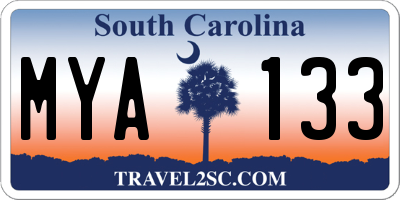 SC license plate MYA133