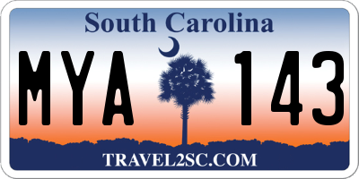 SC license plate MYA143