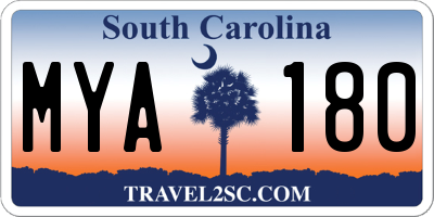 SC license plate MYA180