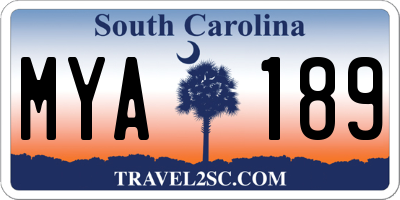 SC license plate MYA189