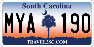 SC license plate MYA190