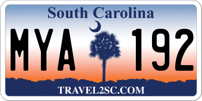 SC license plate MYA192