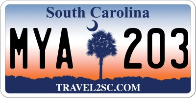 SC license plate MYA203