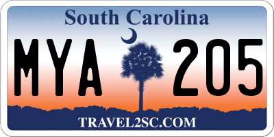 SC license plate MYA205