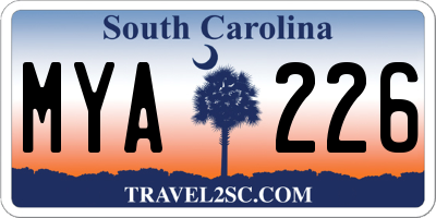 SC license plate MYA226
