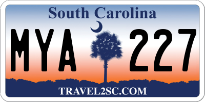 SC license plate MYA227