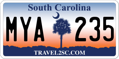 SC license plate MYA235