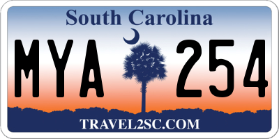 SC license plate MYA254