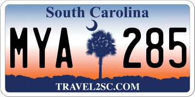 SC license plate MYA285