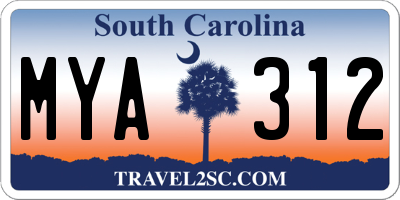 SC license plate MYA312