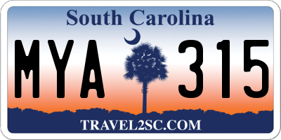 SC license plate MYA315