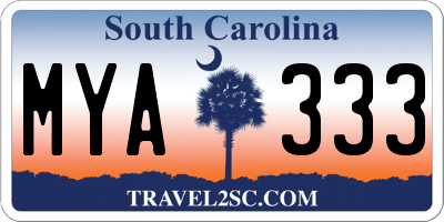 SC license plate MYA333